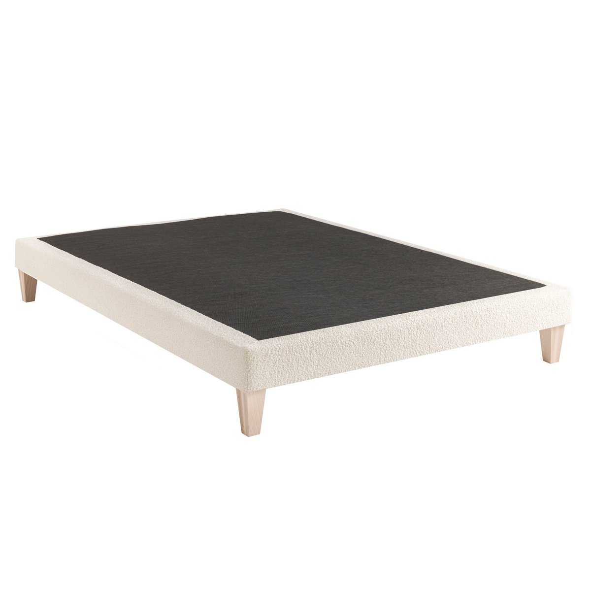Sommier déco tapissier bouclette Nuage ecru, SOMEO