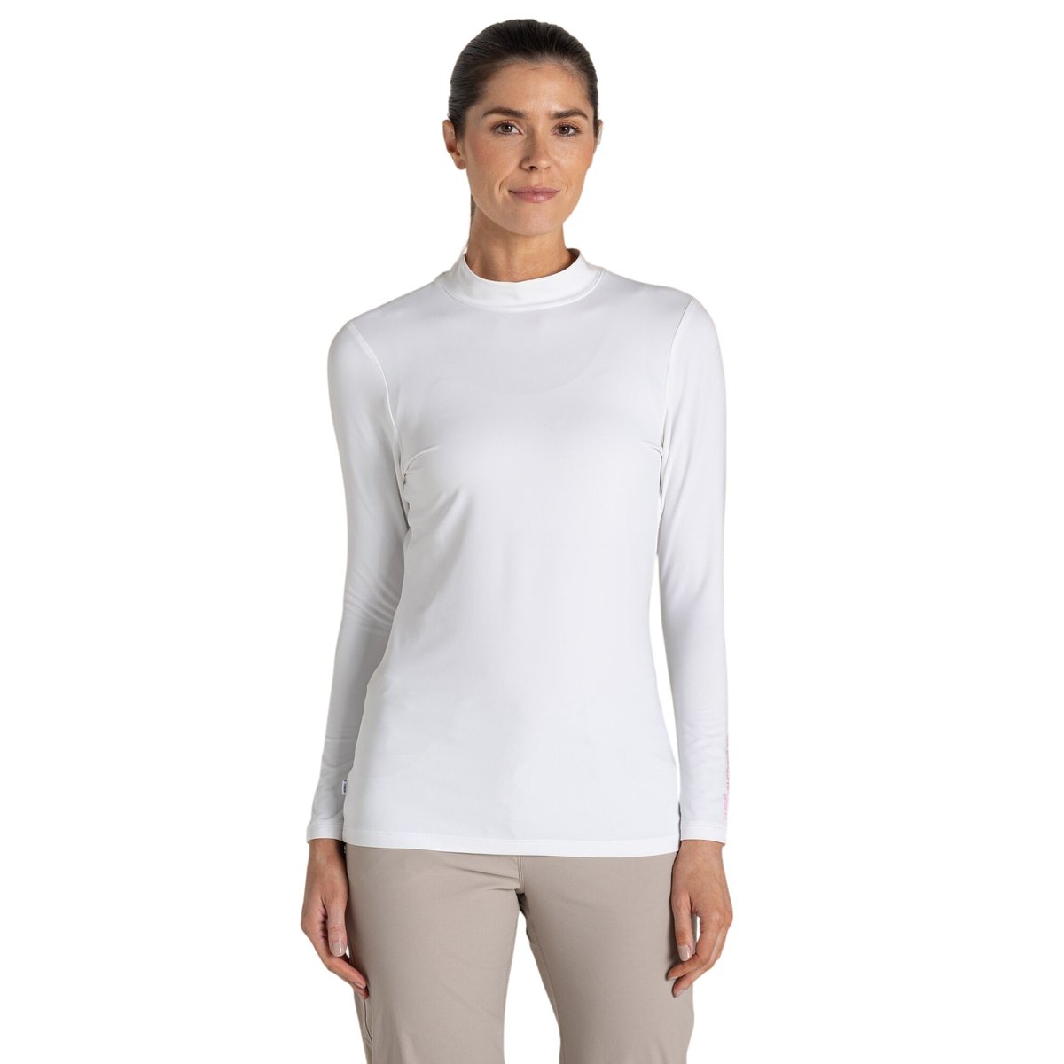 T-shirt de golf manches longues à faux col blanc, CRAGHOPPERS
