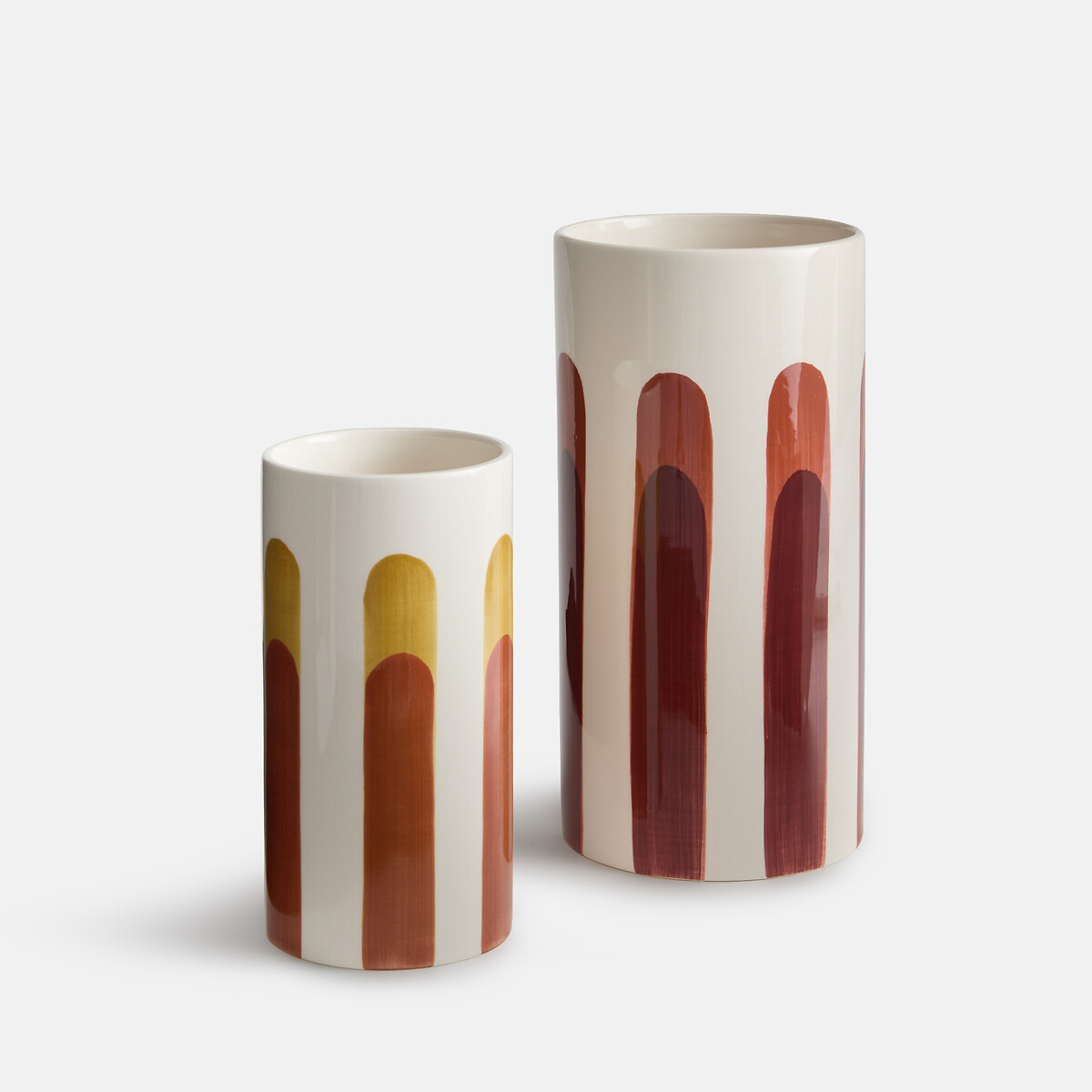 Vase en céramique, peint à la main, hauteur 18 cm, JAOMA terracotta/ocre, LA REDOUTE INTERIEURS