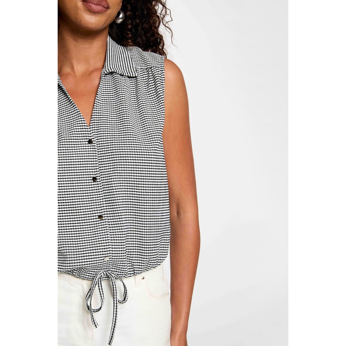 Chemise nouée sans manches noir, MORGAN