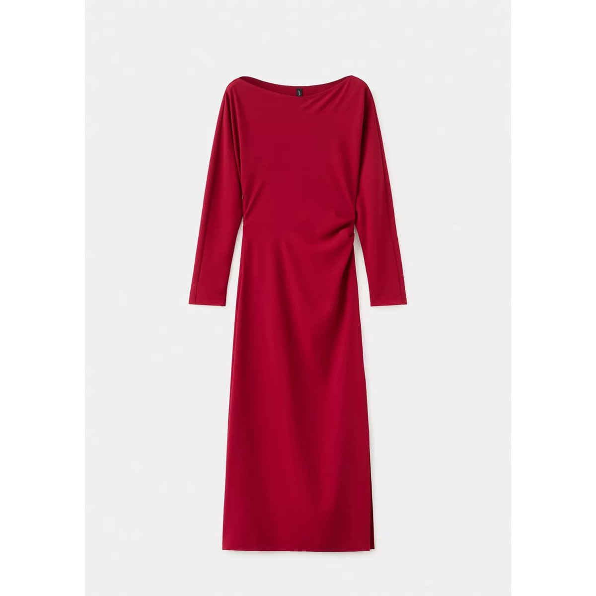 Robe col bateau froncée rouge, MANGO