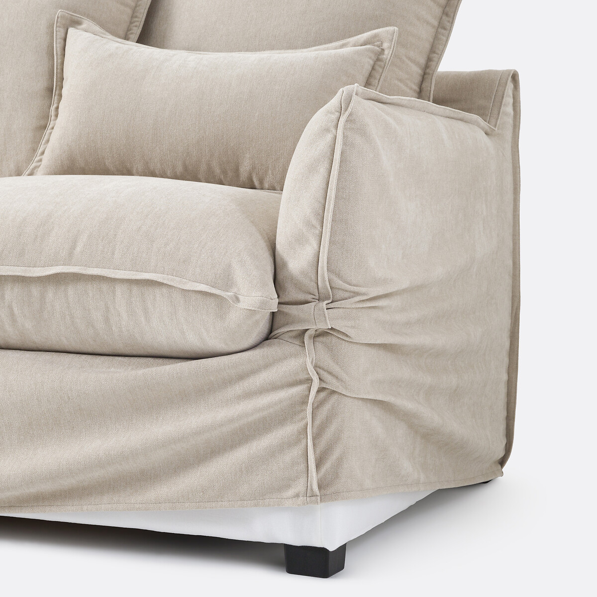 Canapé d'angle gauche, déhoussable, 4 places, en polyester chiné, ODNA beige, LA REDOUTE INTERIEURS