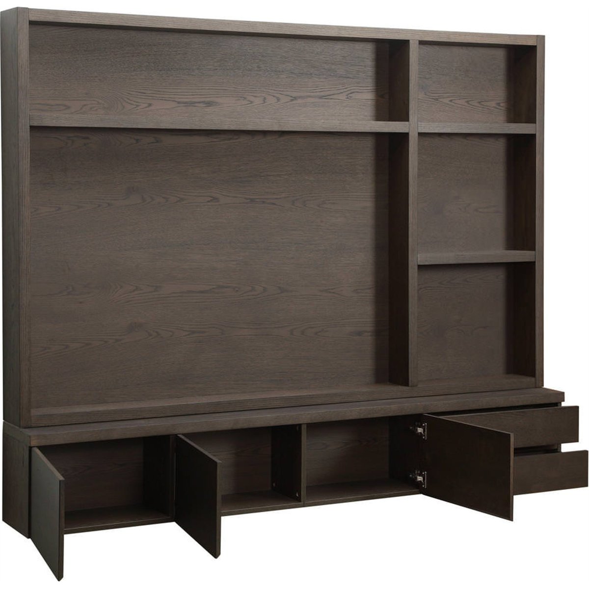 Meuble tv en bois 3 portes 2 tiroirs marron, RECOLLECTION