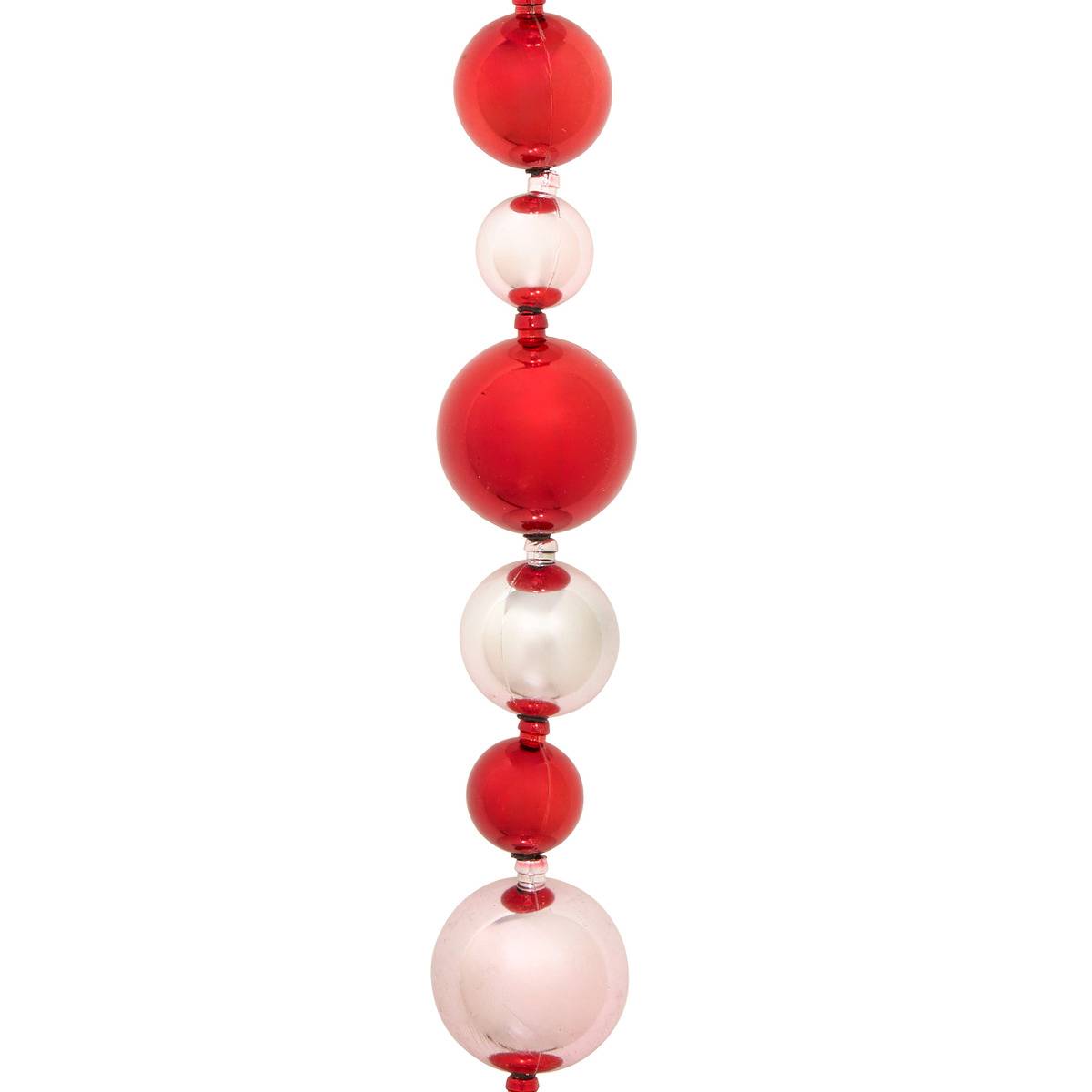 Guirlande de Noël en plastique motif boules rouge et rose 200 cm rouge, FEERIC LIGHTS & CHRISTMAS