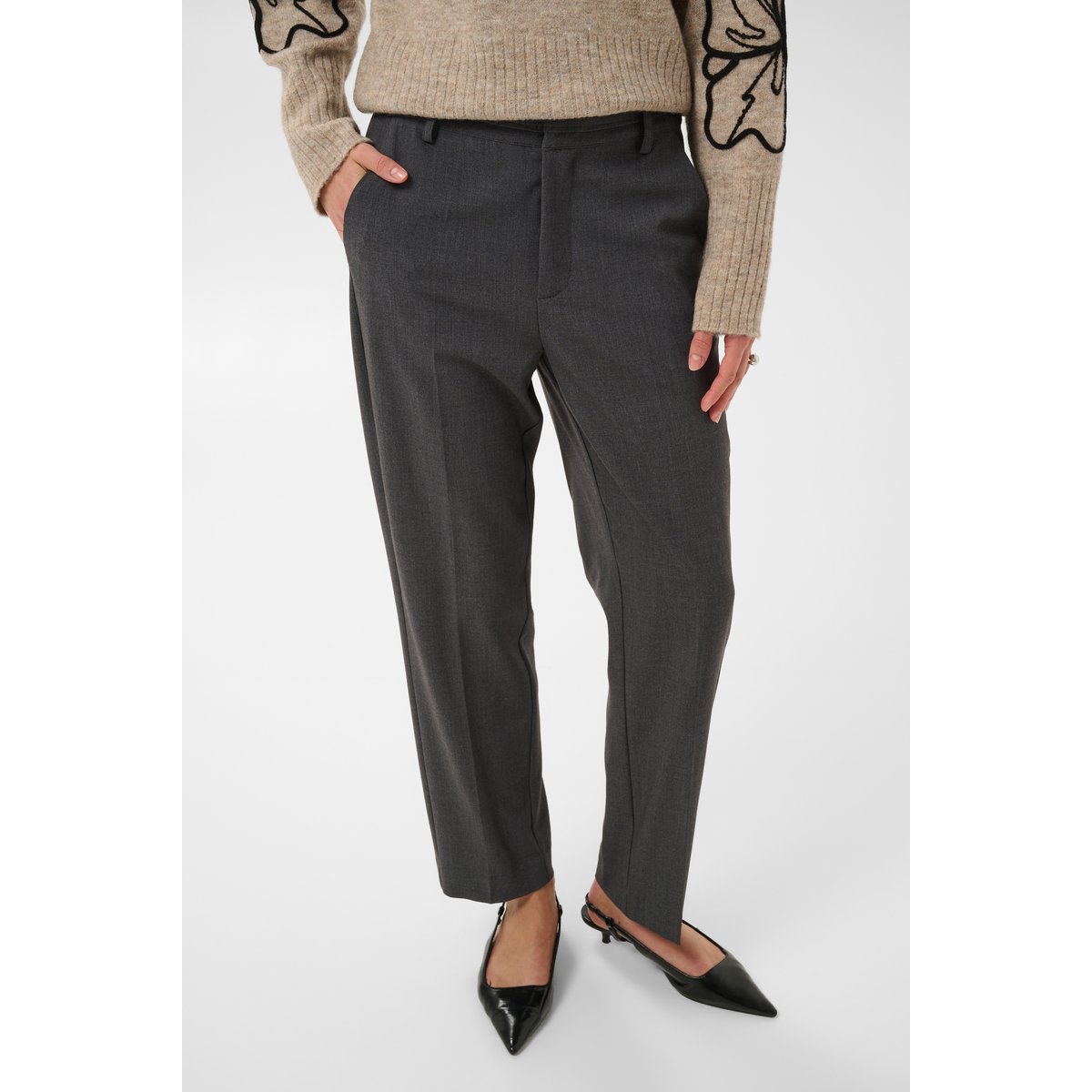 Pantalon de costume gris dark grey melange, KAFFE