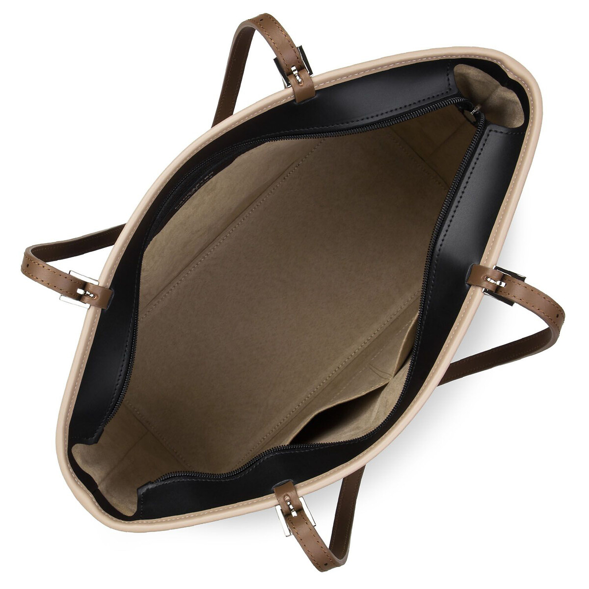 Sac cabas cuir SMOOTH noir/nude, LANCASTER