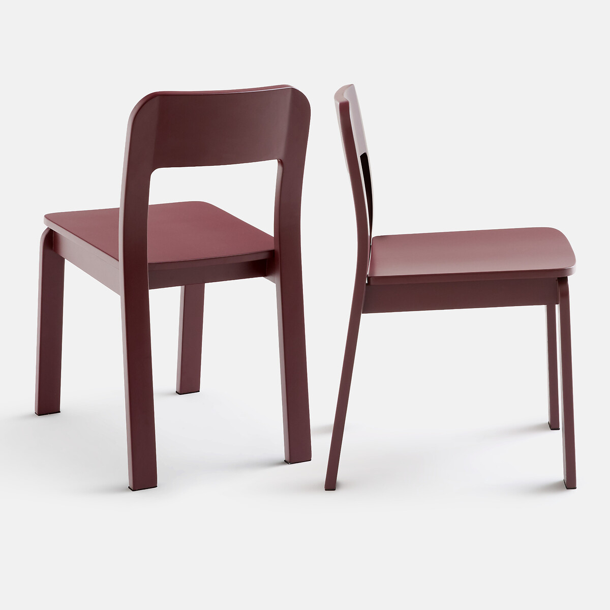 Lot de 2 chaises en bouleau massif teinté, Talet bordeaux, LA REDOUTE INTERIEURS