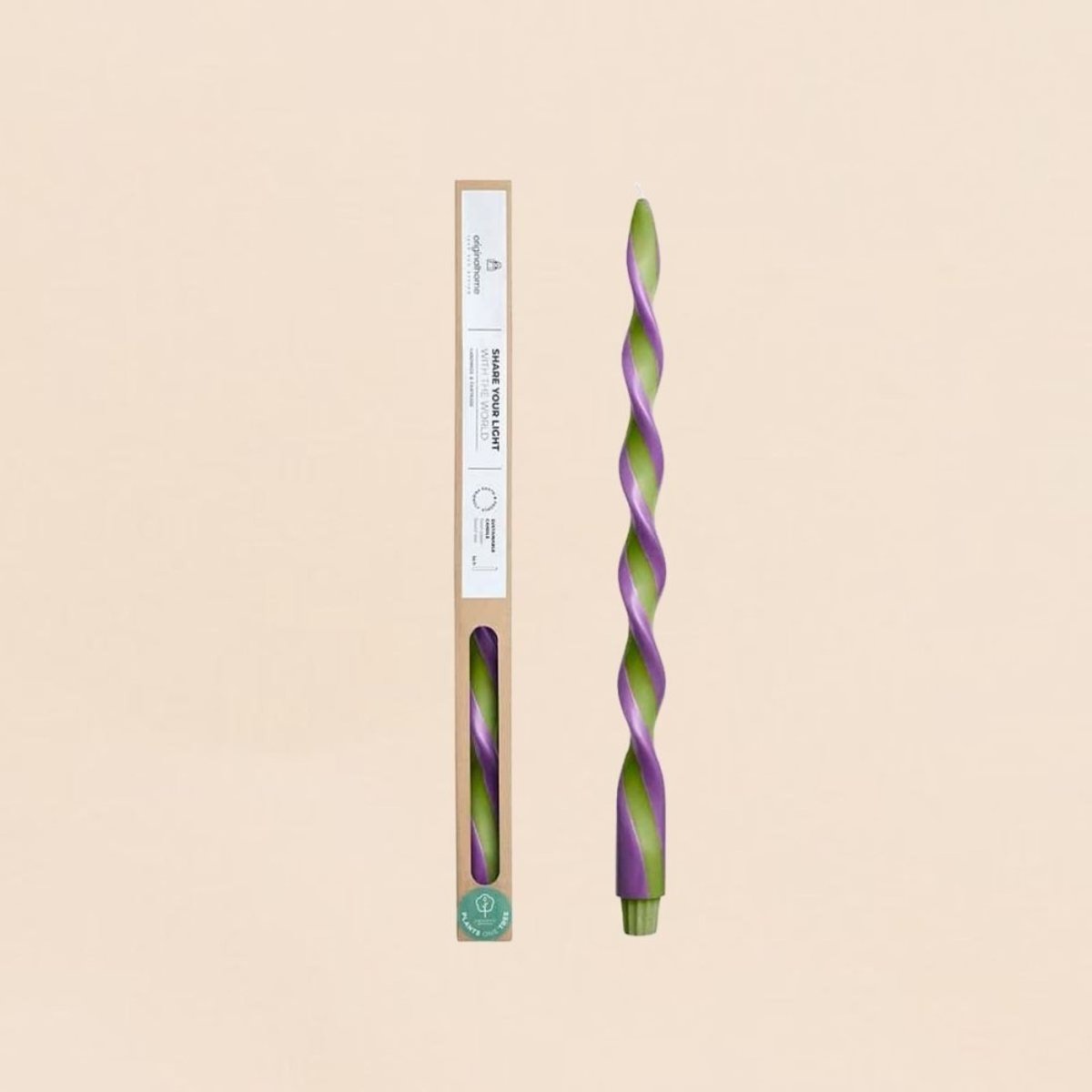 Bougie spirale bicolore 40cm vert, ORIGINALHOME