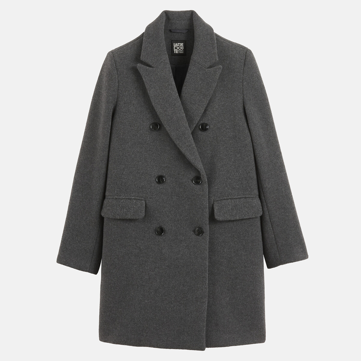 Abrigo cruzado de largo medio antracita, LA REDOUTE COLLECTIONS