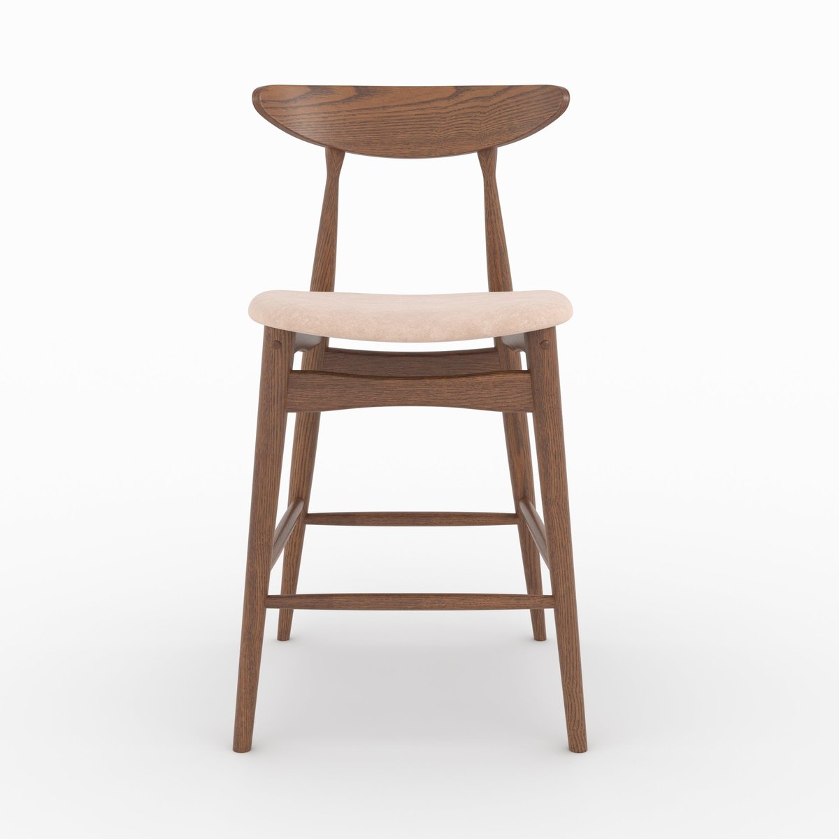 Lot de 2 chaises pour ilot central 63,5 cm en tissu et bois d'hévéa - JOSETTE beige, MAISON PAVANE