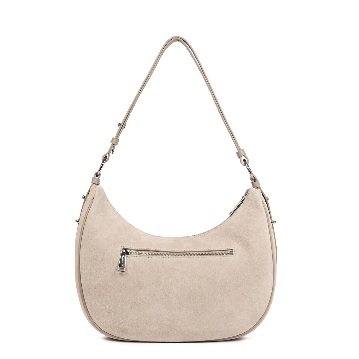 Sac besace zippé L en cuir, SUEDE beige foncé, LANCASTER