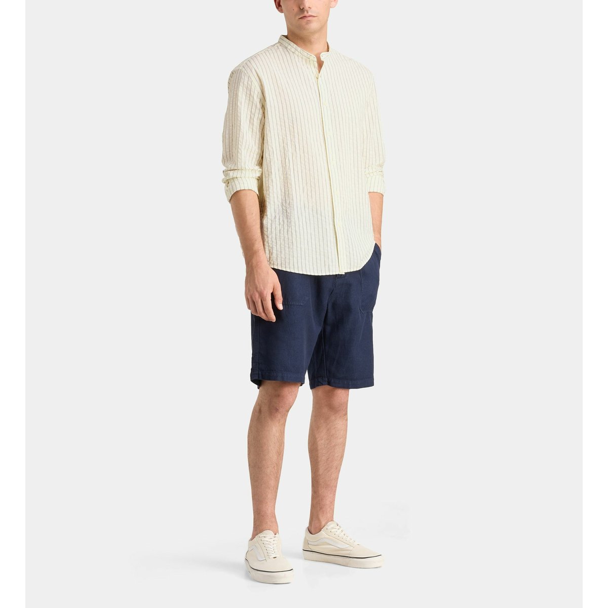 Chemise ritmao rayée en coton blanc et bleu, GALERIES LAFAYETTE