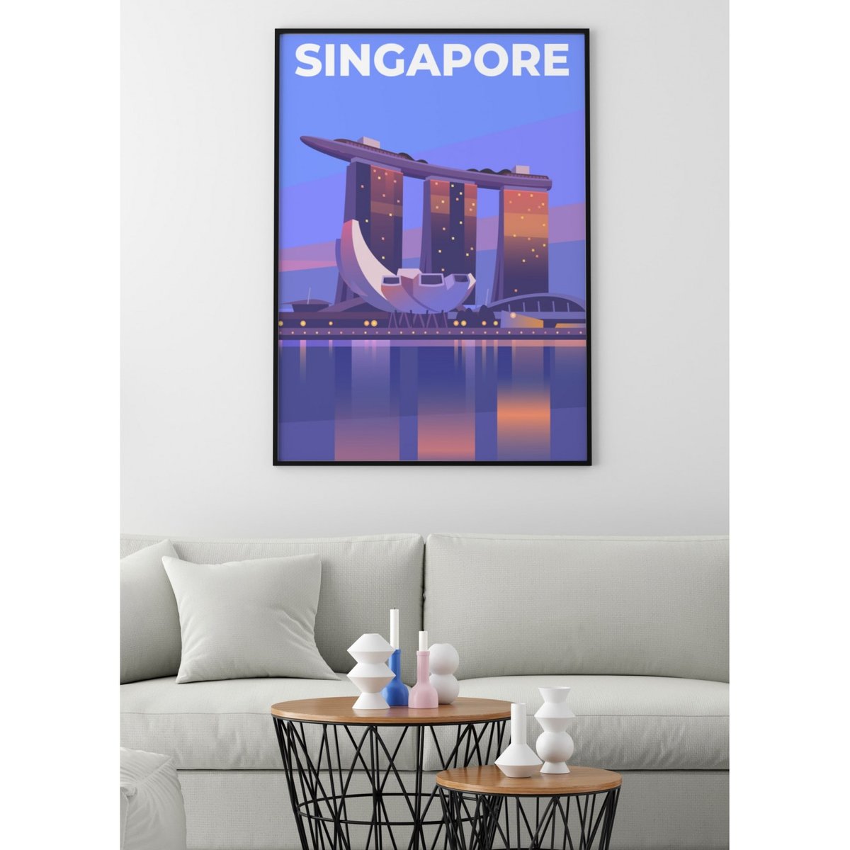 Affiche Singapour blanc, L'AFFICHERIE