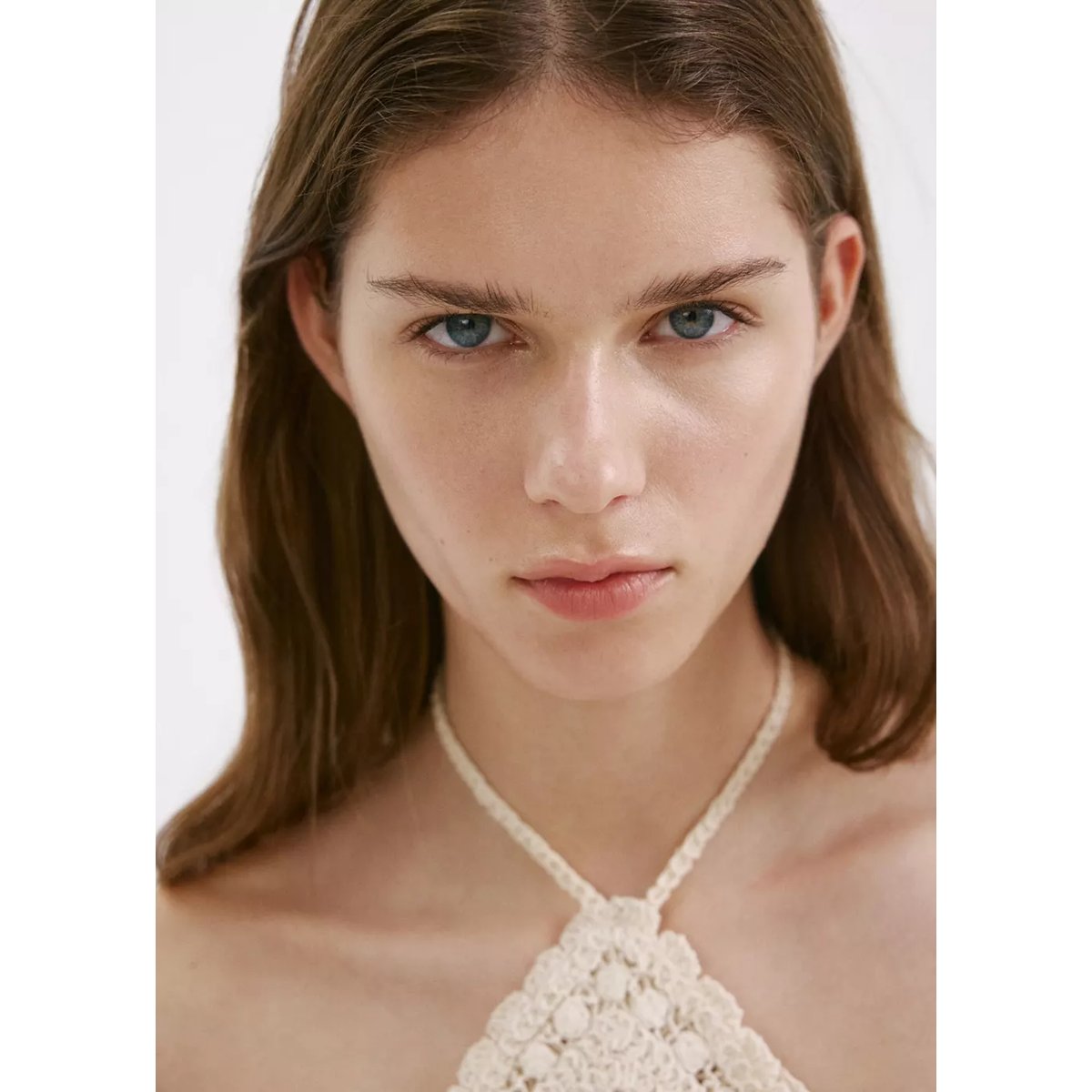 Top crochet fleur écru, MANGO