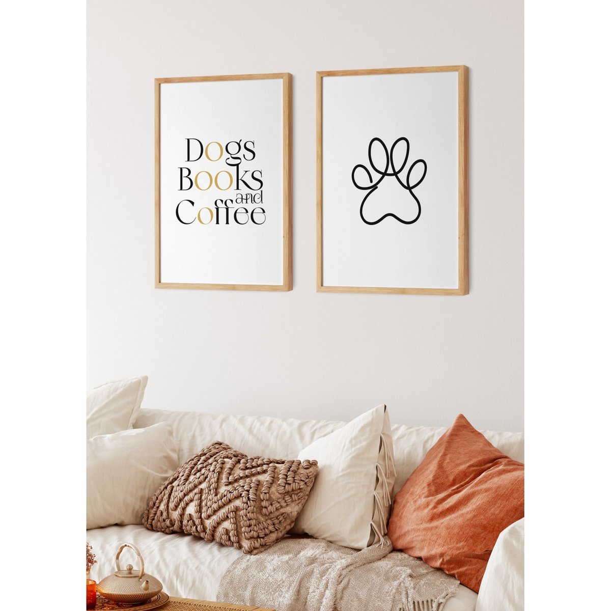 Affiche Line Art Paws blanc, L'AFFICHERIE