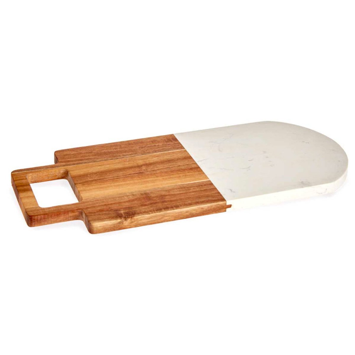 Planche à découper en acacia et marbre blanc 38x18x1.5cm blanc, WADIGA