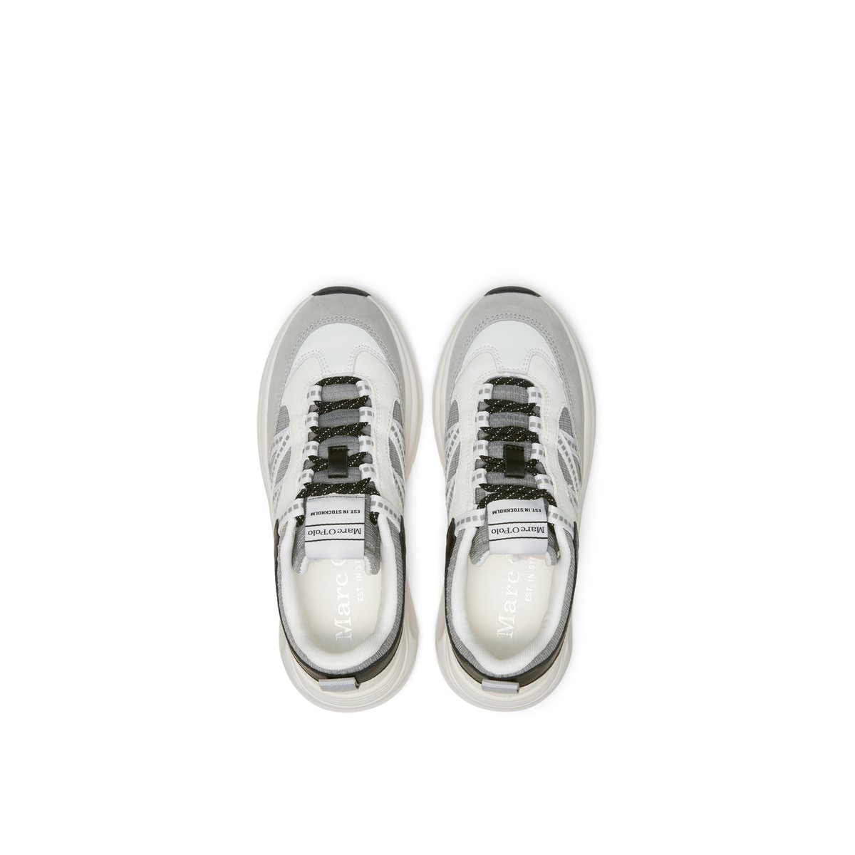 Baskets en cuir de vache et mesh blanc, MARC O'POLO