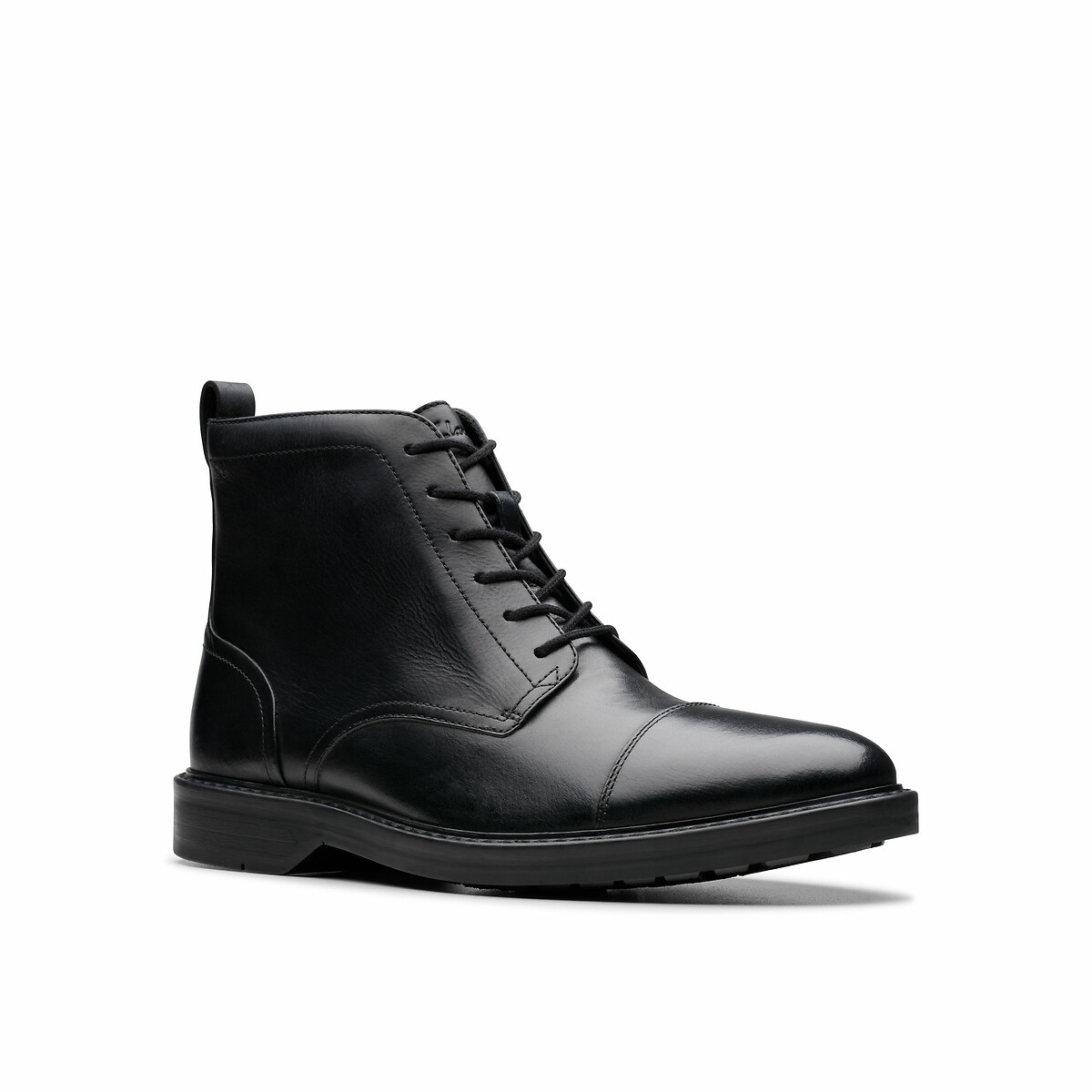Aldwin Cap Ankle Boots in Leather with Lace-Up Fastening black, CLARKS