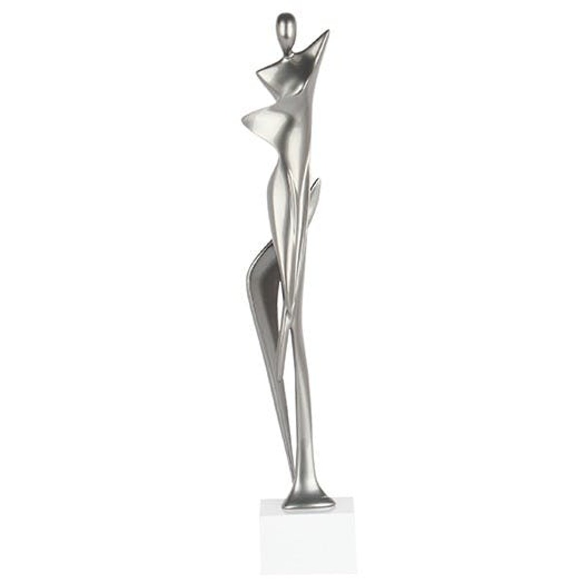 Sculpture moderne silhouette de femme couleur argent 43 cm argenté, PIER IMPORT