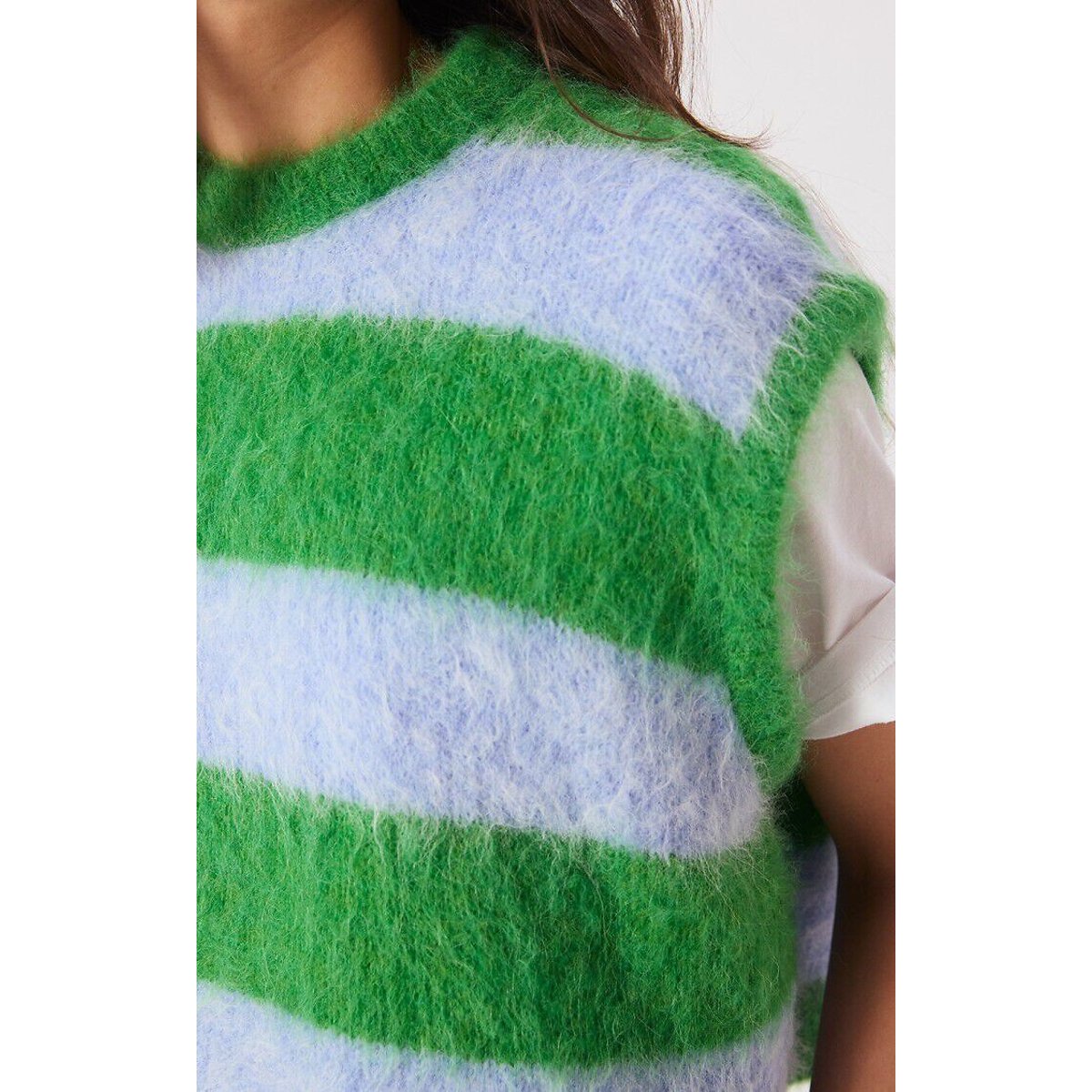 Pull rayé sans manches, col rond, NIBY bleu/vert, AMERICAN VINTAGE