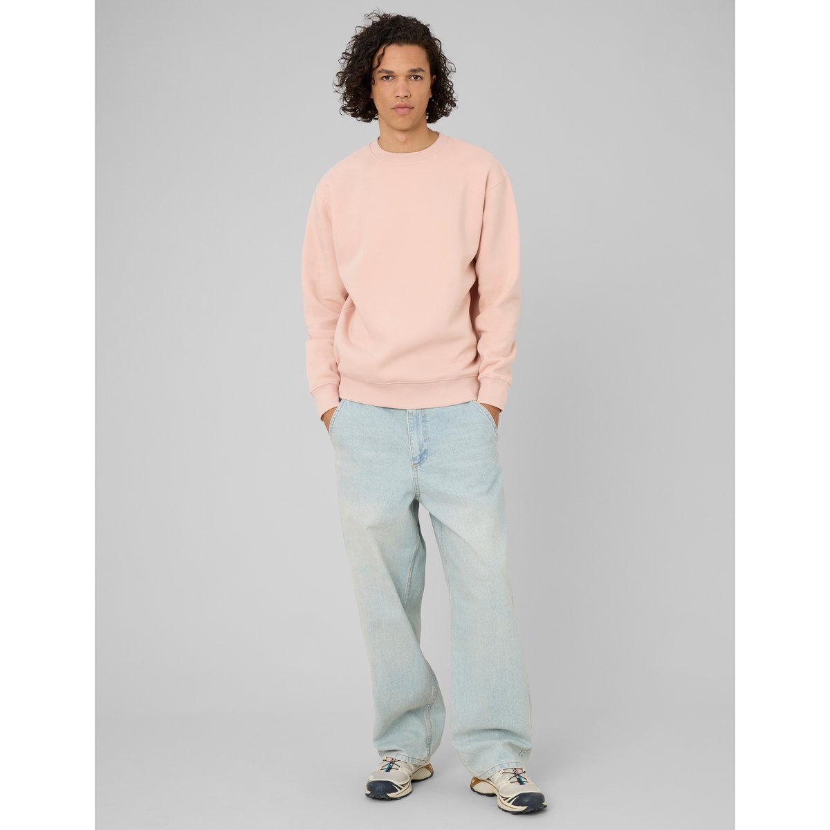 Sweat col rond rose pâle, BZB
