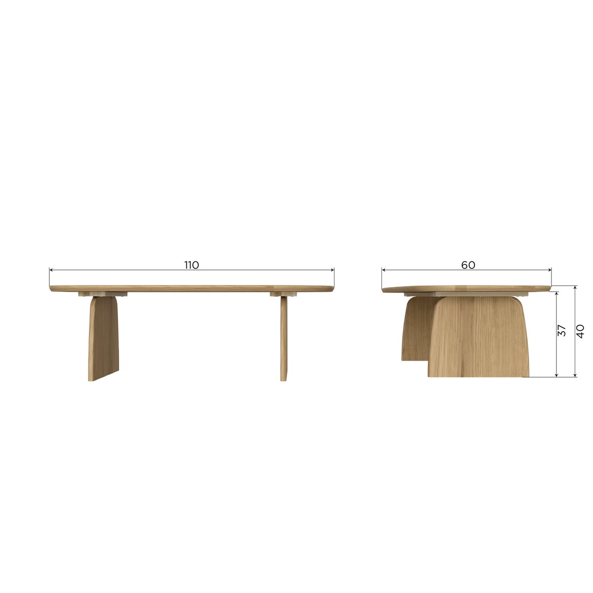Table basse en bois de chêne L110 TABLO marron clair, WOOOD