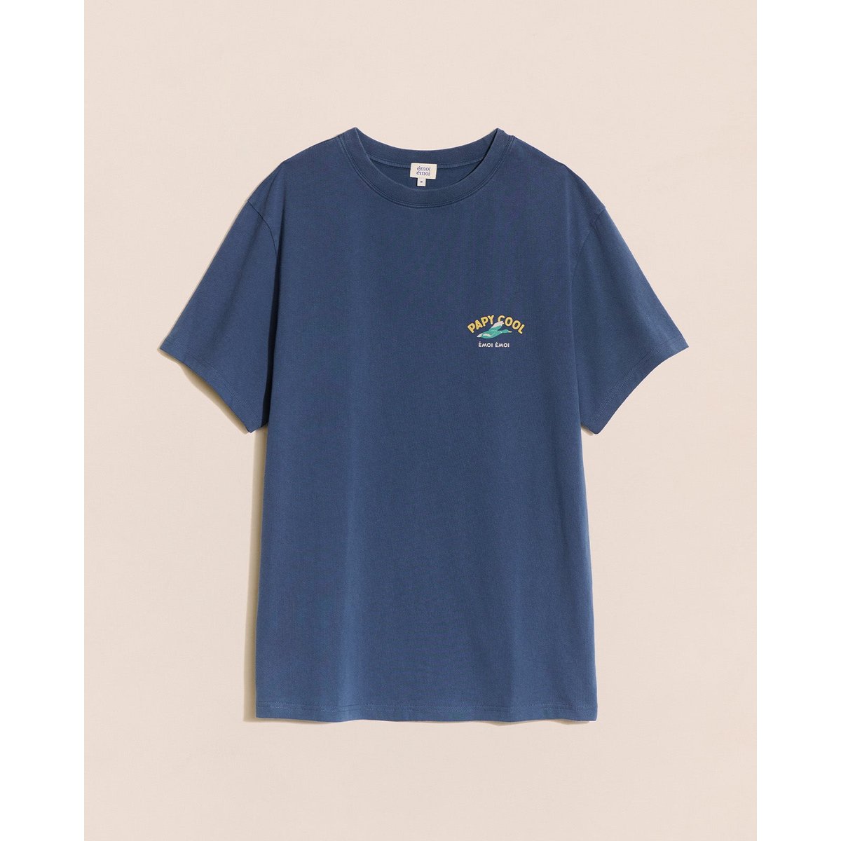 T-shirt imprimé en coton bio, LISTEN TO BIRDS bleu - bleu lac, EMOI EMOI