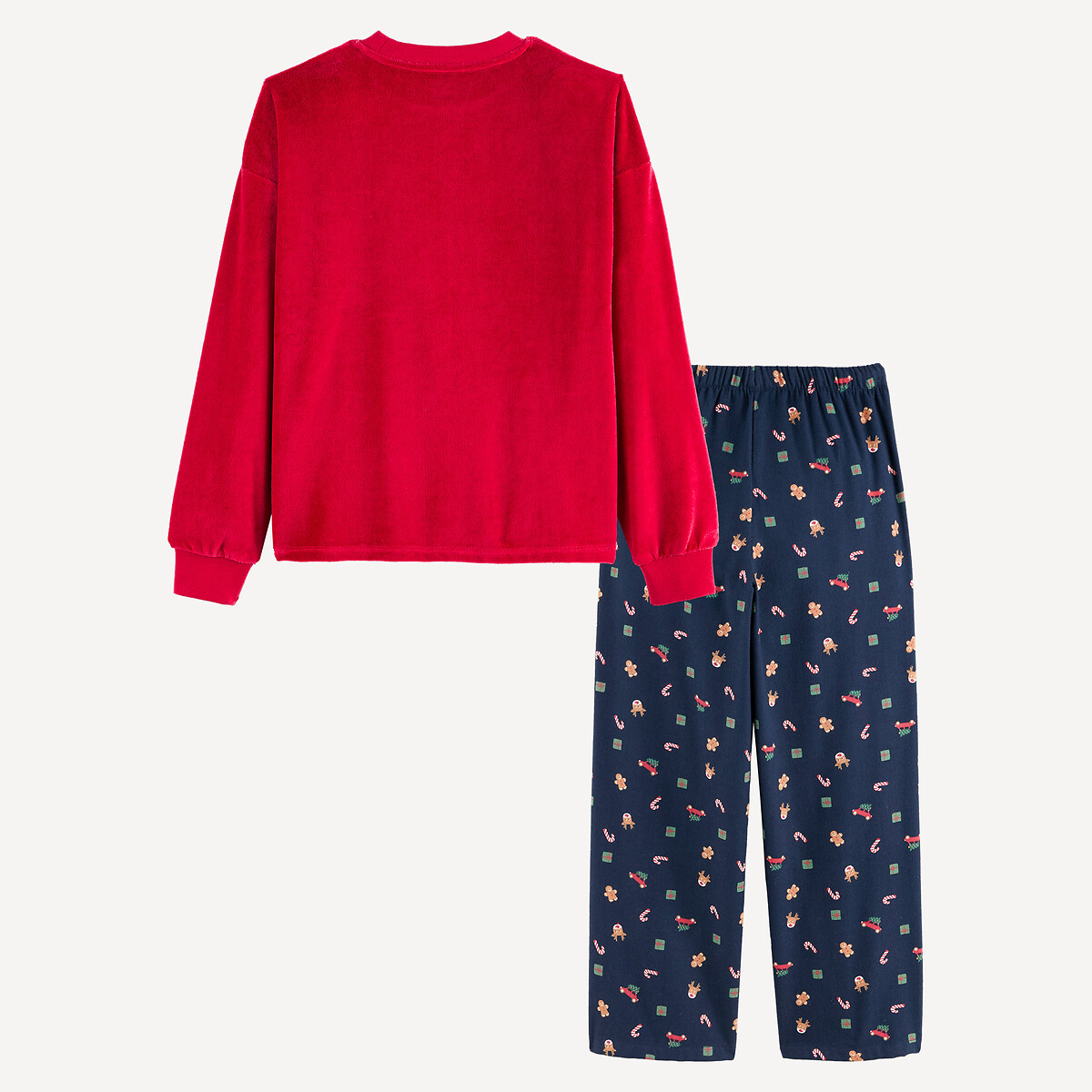 Christmas Theme Velour/Flannel Pyjamas red/navy, LA REDOUTE COLLECTIONS