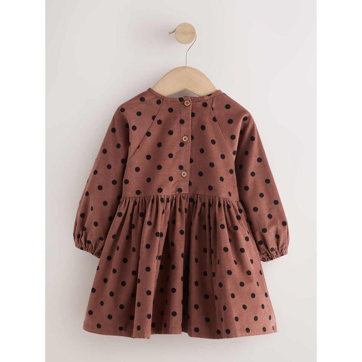 Robe en velours côtelé à manches longues tache brun chocolat, NEXT