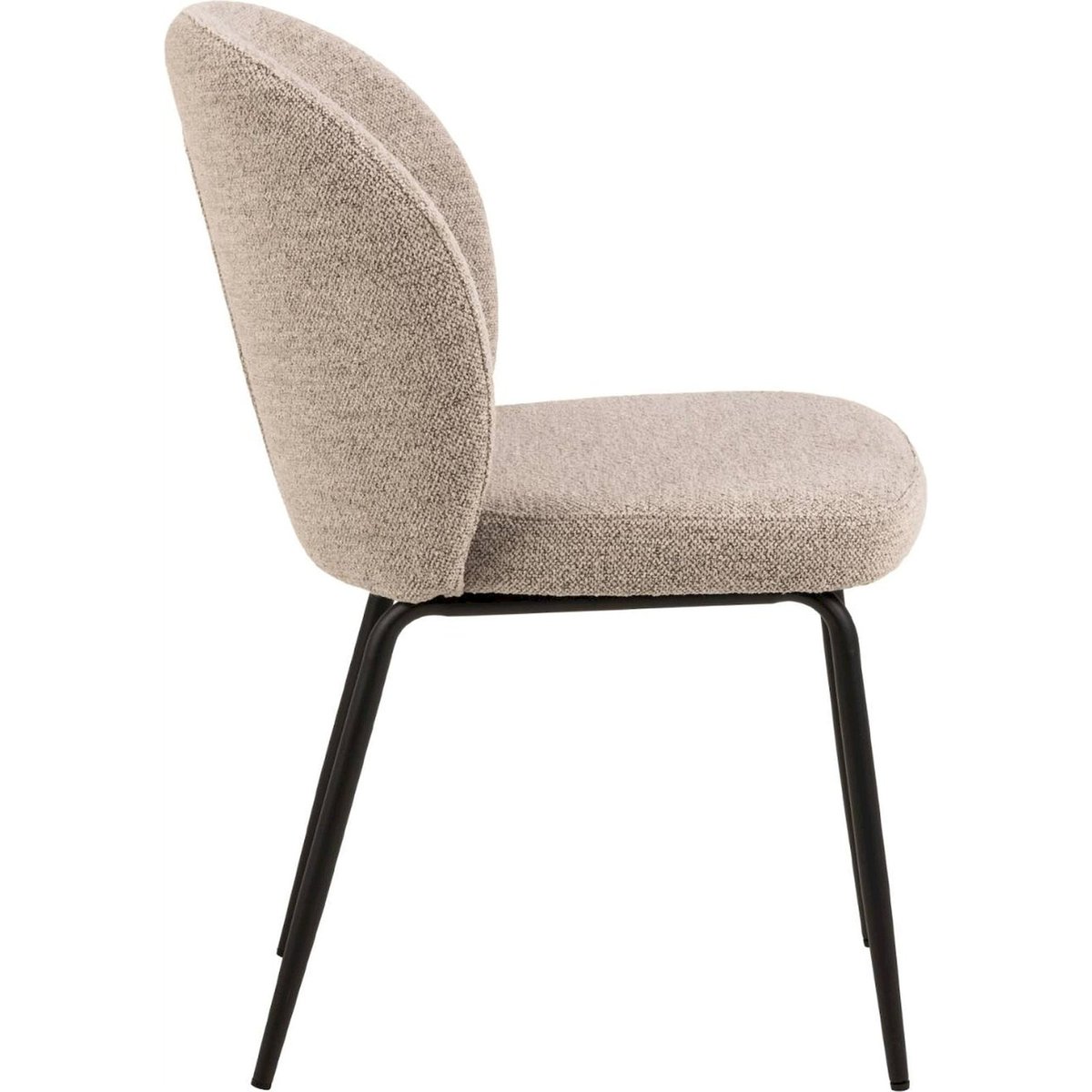Chaise en tissu bouclé, Pieds métal, Collection CH beige chiné, RECOLLECTION