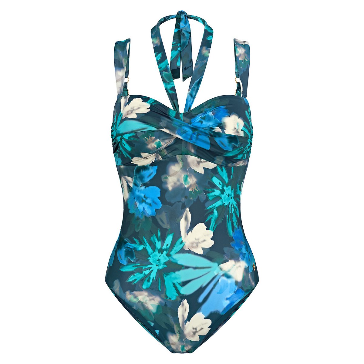 Summer Fleur Bandeau Swimsuit floral print/blue background, TRIUMPH