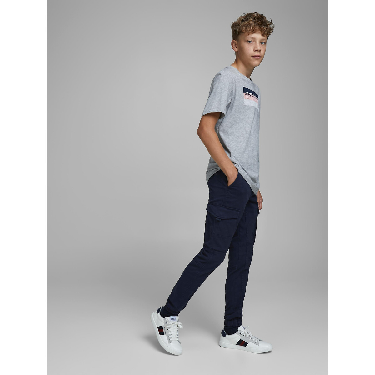 Pantalon cargo bleu marine, JACK & JONES JUNIOR