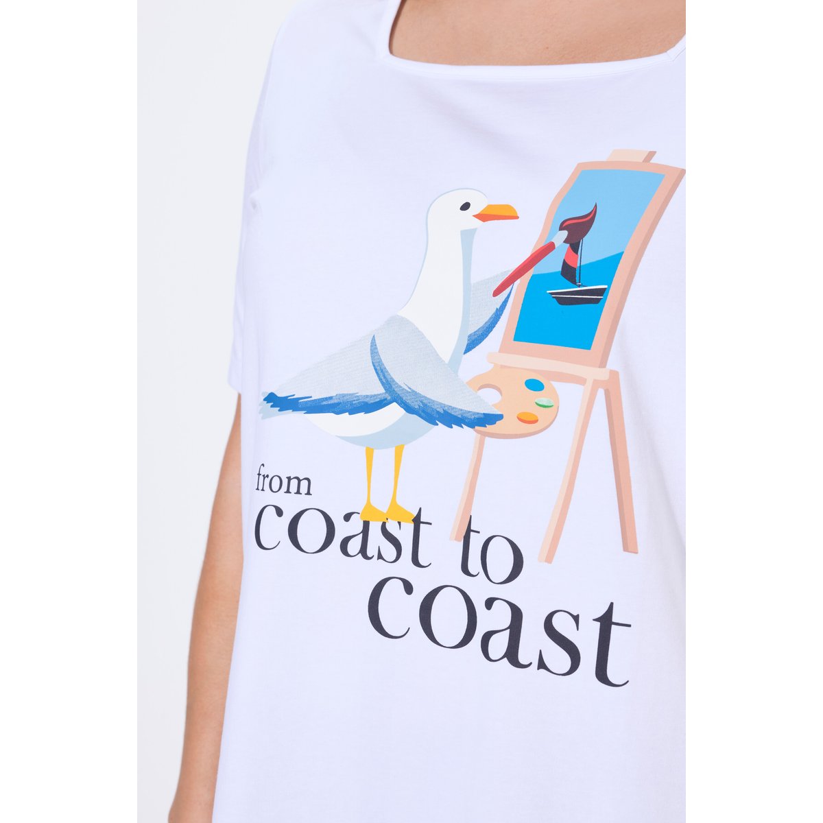 T-shirt imprimé mouette blanc neige, ULLA POPKEN