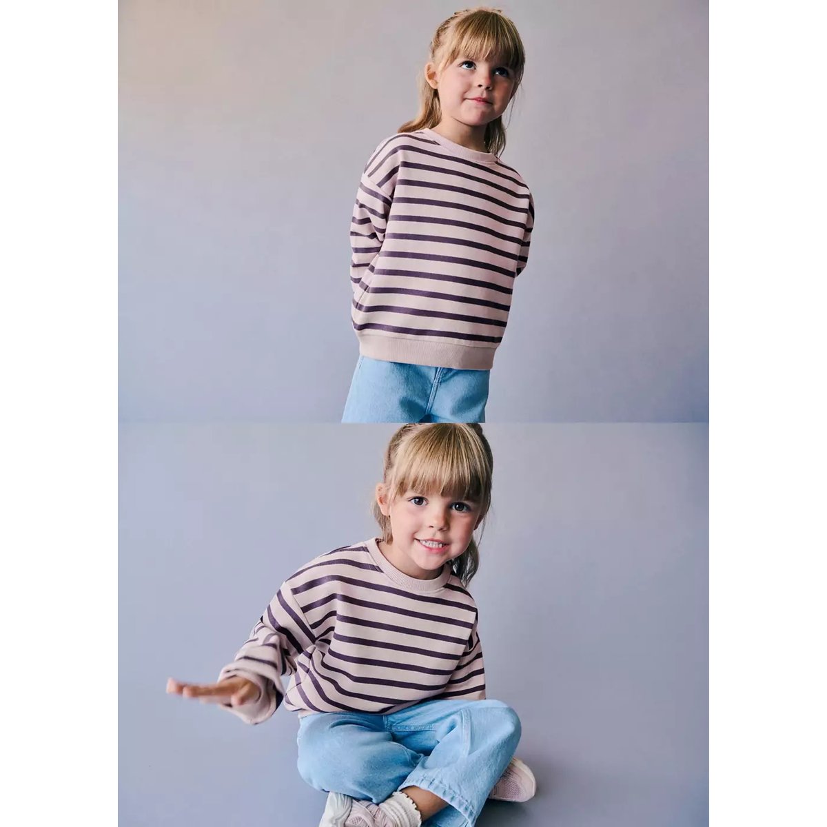 Sweat-shirt imprimé rayures violet clair/pastel, MANGO BABY