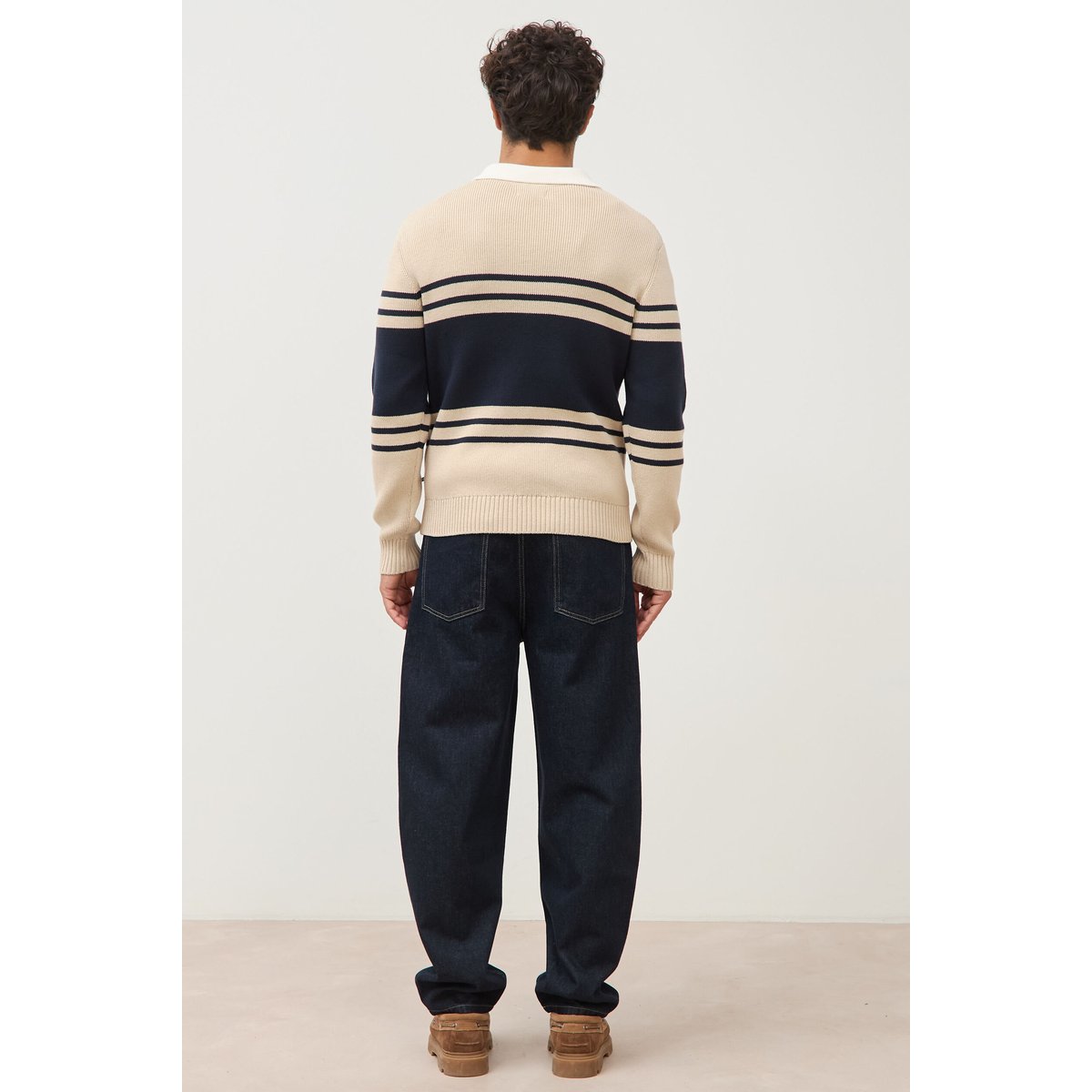 Pull manches longues en coton beige, BONOBO