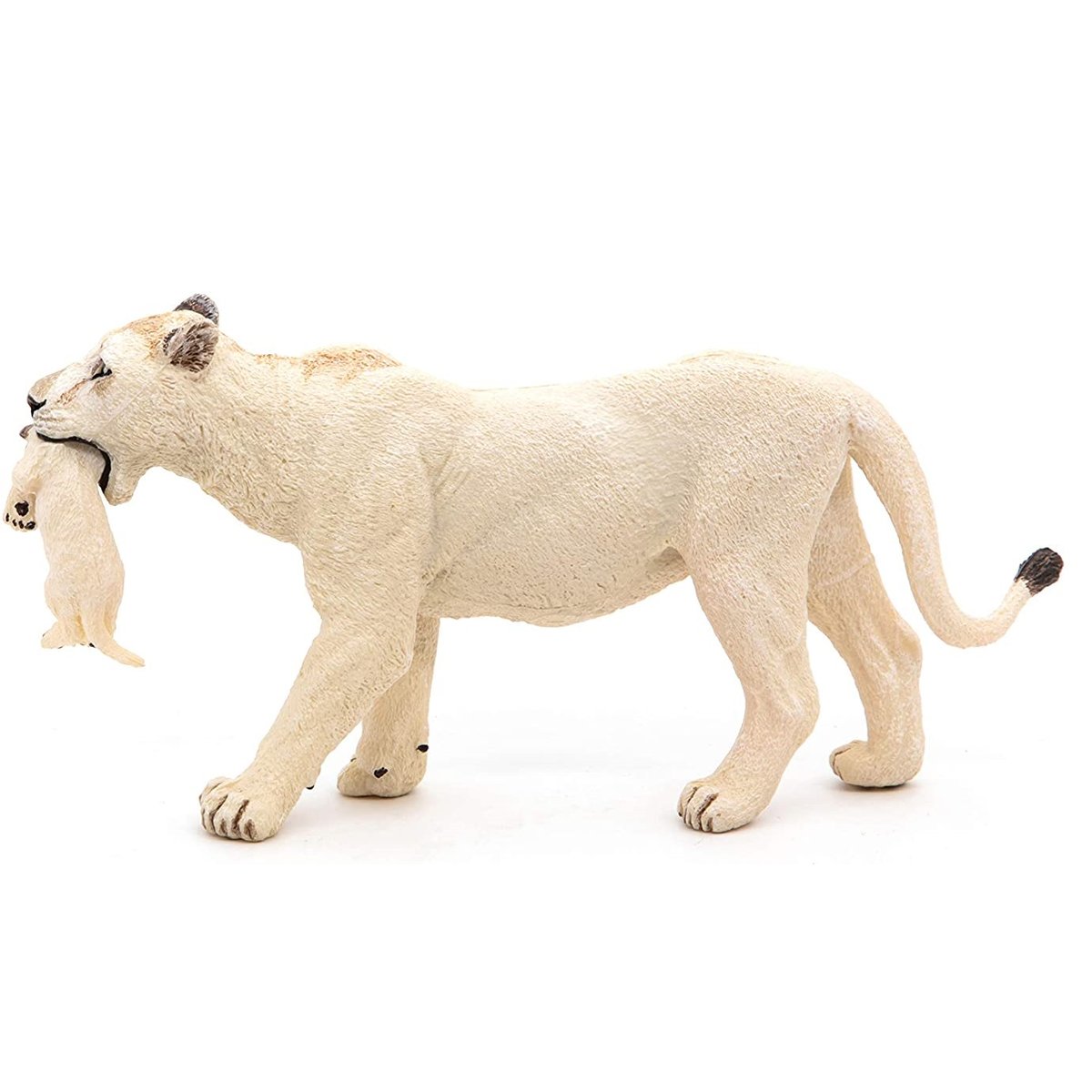 Figurine Lionne blanche avec son bébé lionceau blanc, PAPO