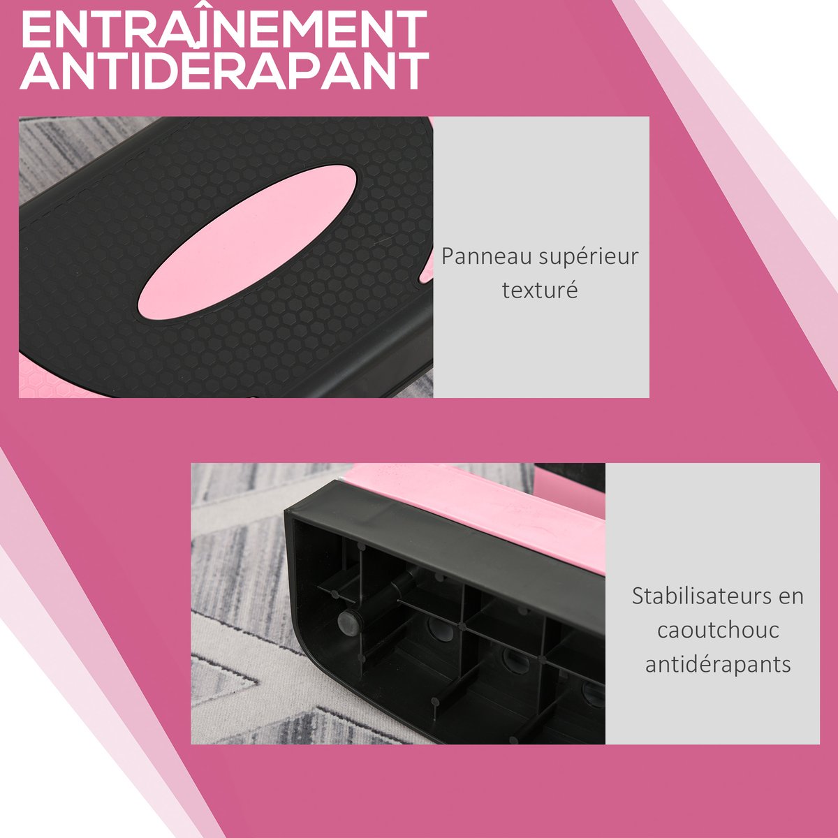 Stepper pour exercices d'aérobie Plastique rose, HOMCOM