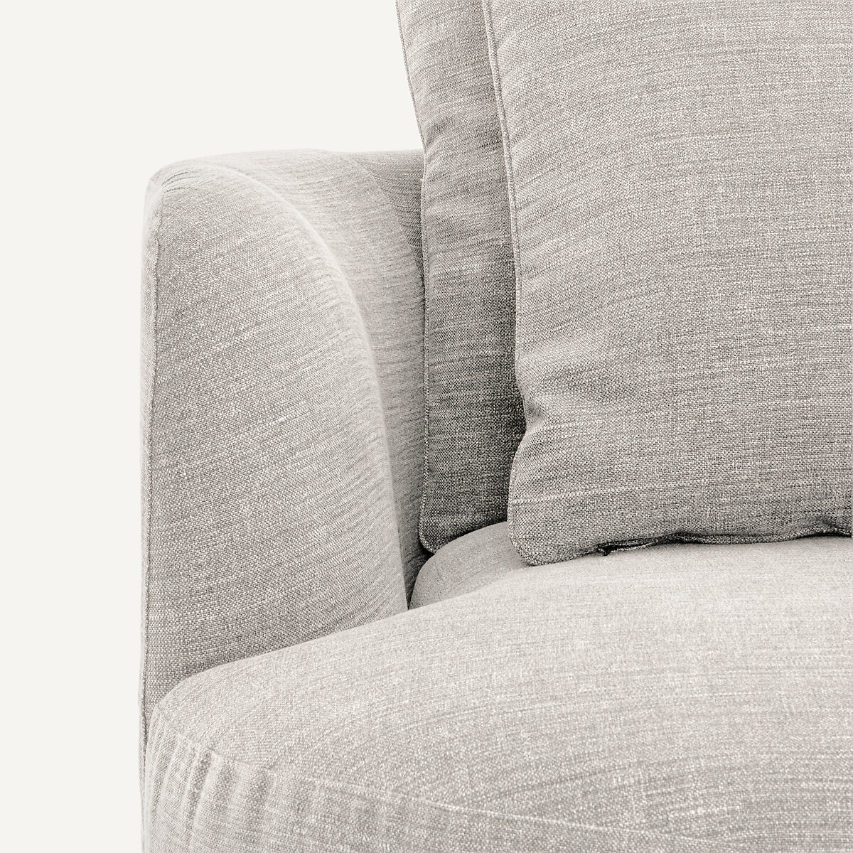 Linkes, abgerundetes, modulares Halbsofa aus Baumwolle und Leinen, TIBERIO beige, AM.PM