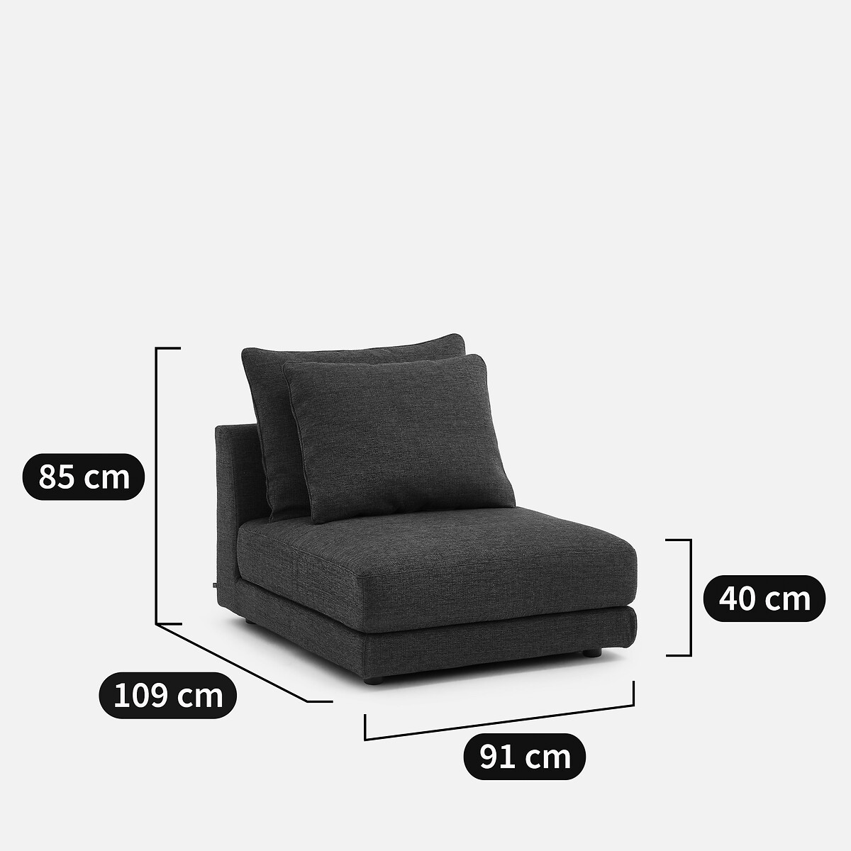 Sillón modular de tejido jaspeado, TIBERIO vert de minuit, AM.PM