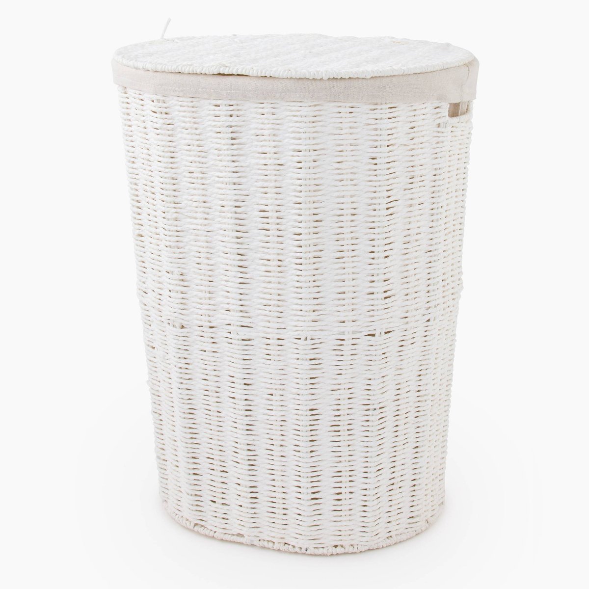 Panier oval haut en papier, 42x30xH52cm blanc, MONOPRIX