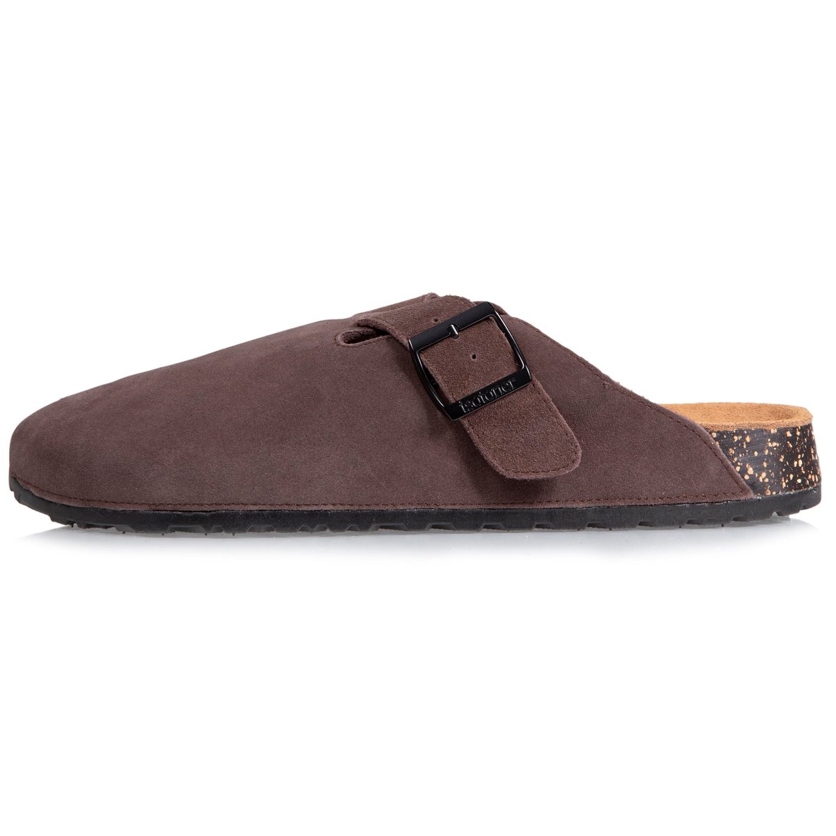 Sabots en cuir, semelle extra souple brun, ISOTONER