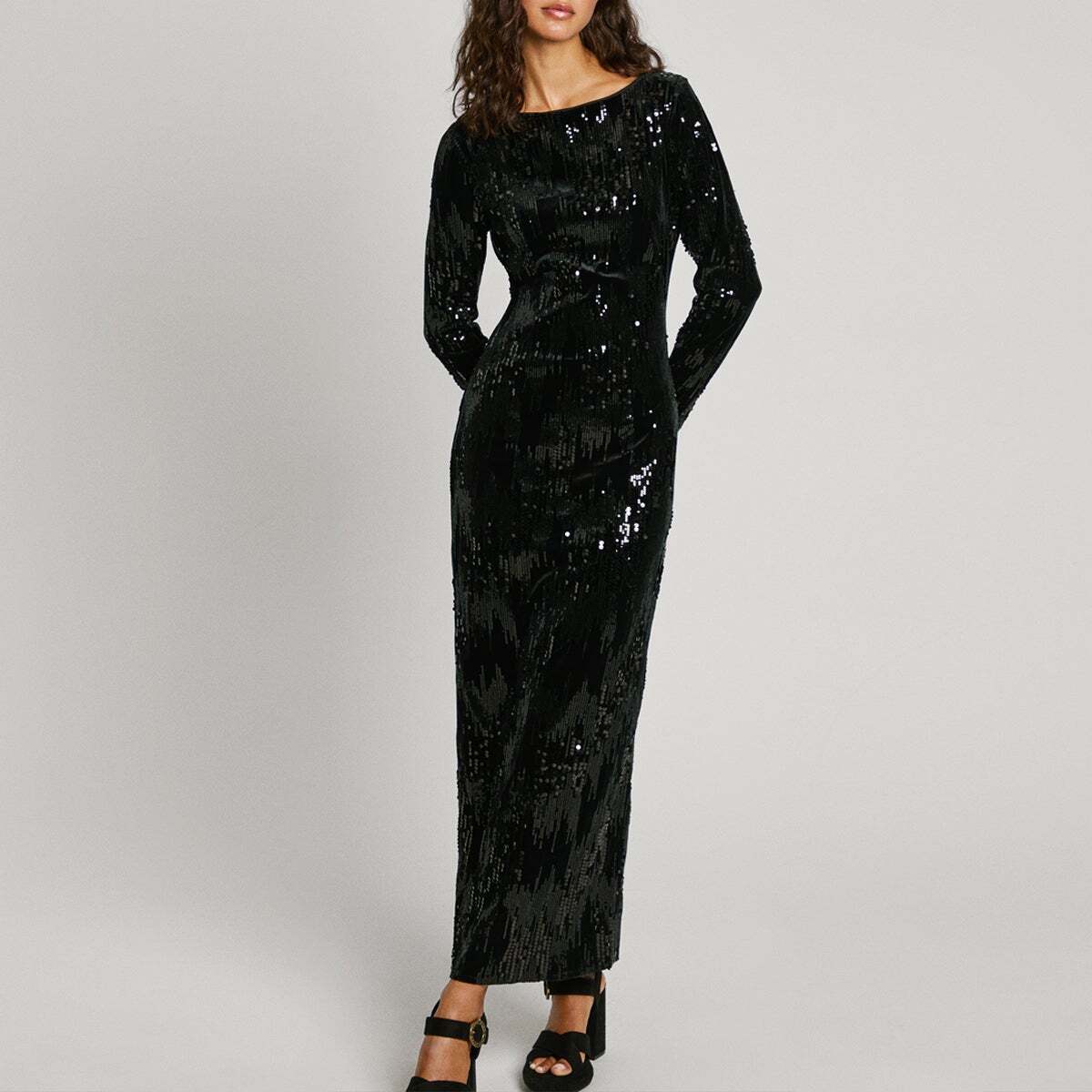 Robe Longue À Sequins noir, PEPE JEANS