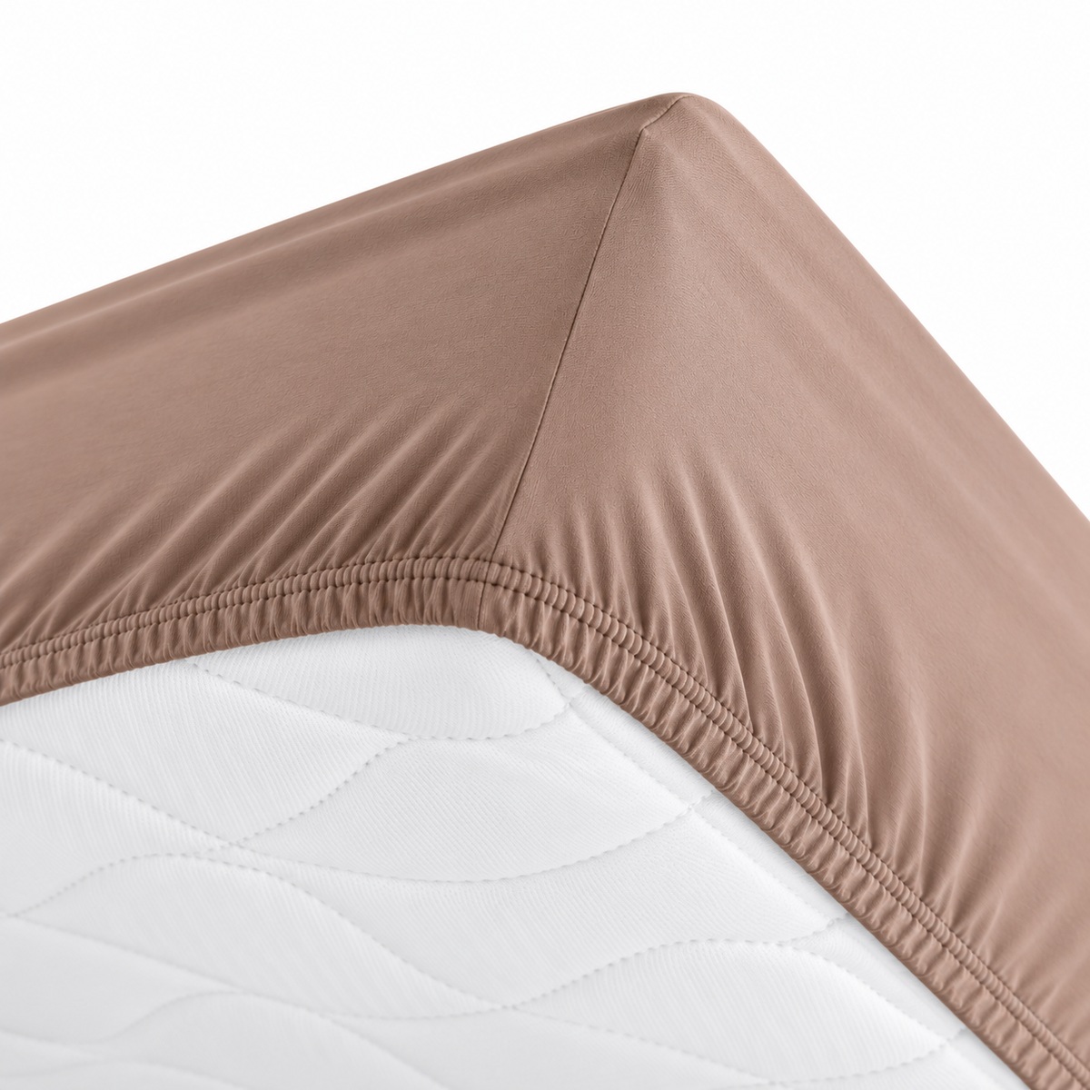Drap housse coton 120 fils jersey extensible DOUCEUR caramel, LINANDELLE