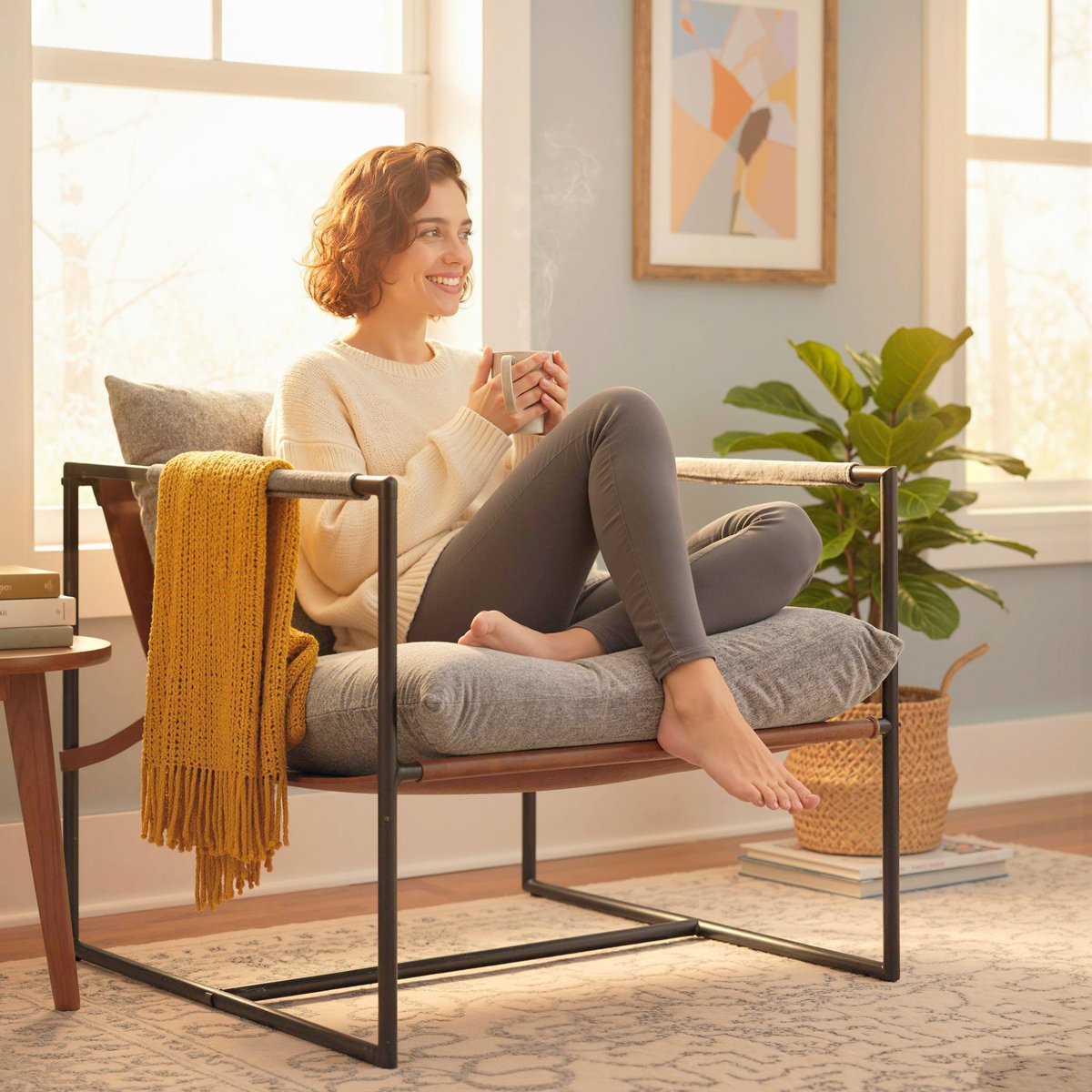 Accent Chair Velours imprimé (100 % gris clair, HOMCOM