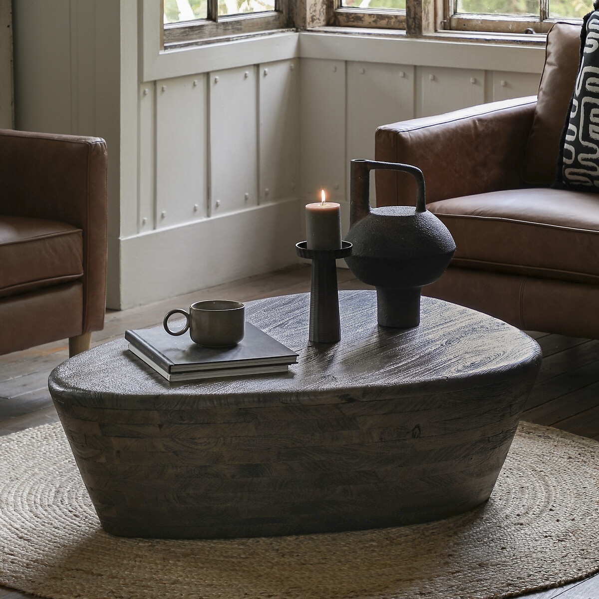 Ozark Rustic Mango Wood Coffee Table dark wood, SO'HOME