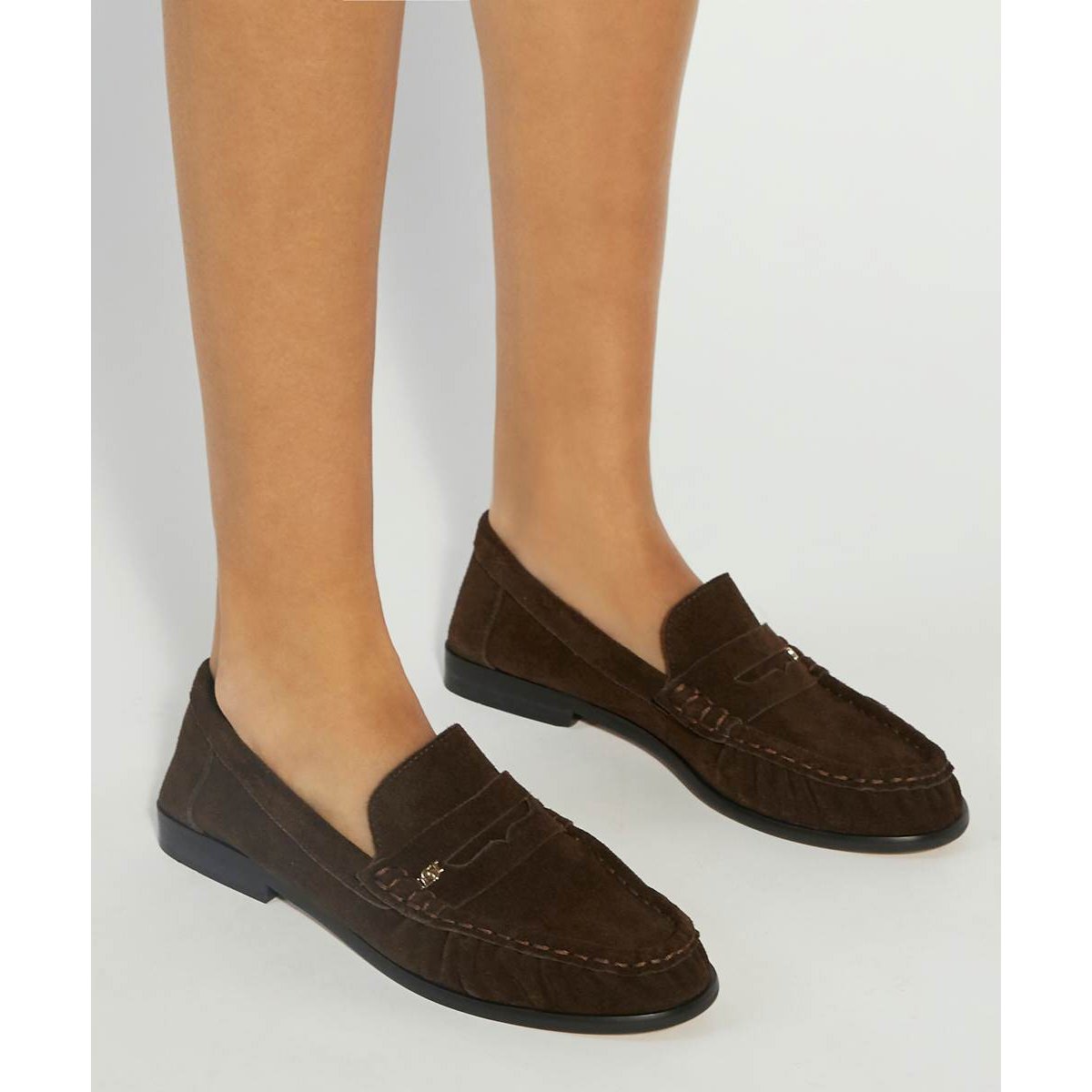 Mocassins en daim à bout froncé à enfiler - GRISELLA brown-suede, DUNE LONDON