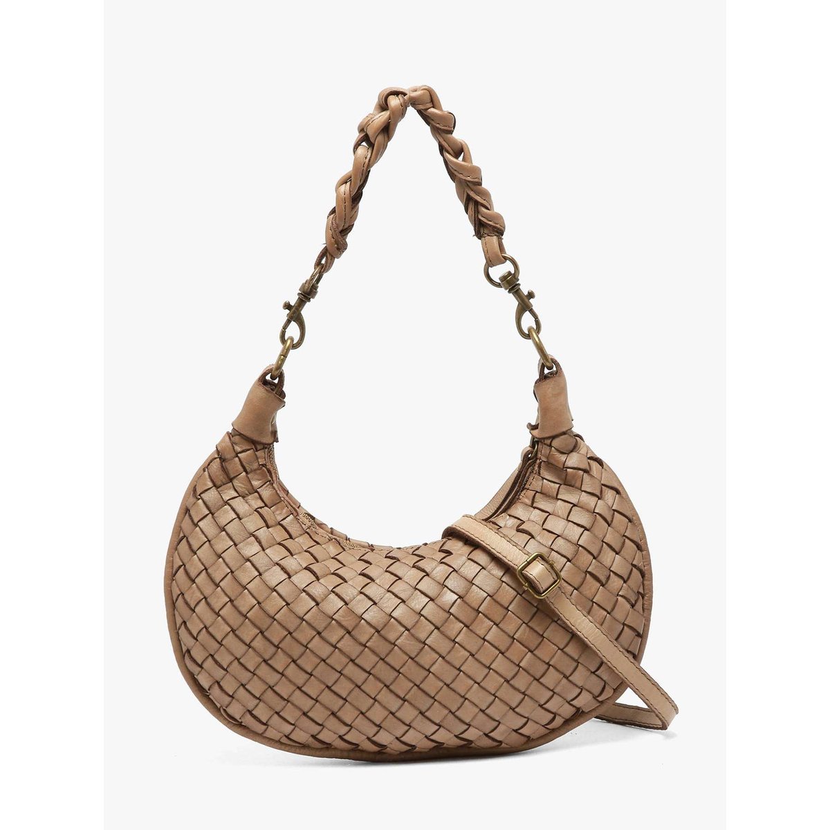 Sac bandoulière Dewashed cuir taupe, MILANO