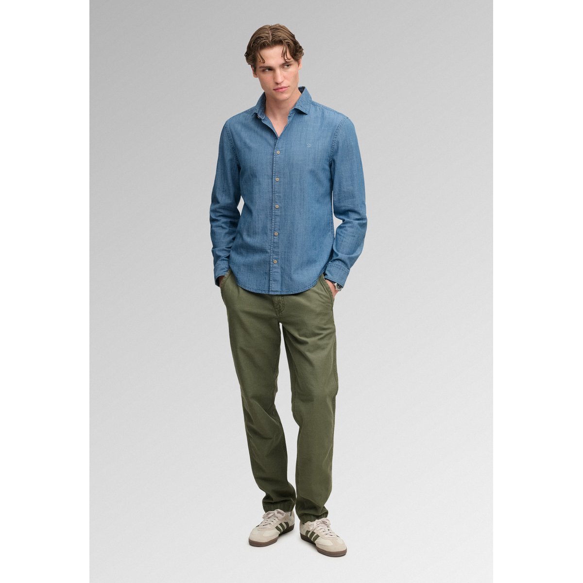 Chemise Chambray Essentials Coupe Décontractée indigo délavé, SUPERDRY