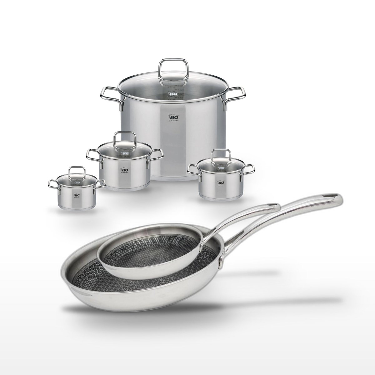 Batterie de cuisine 1 poêle 24cm + 1 faitout RELIEF EVOLUTION inox, ELO