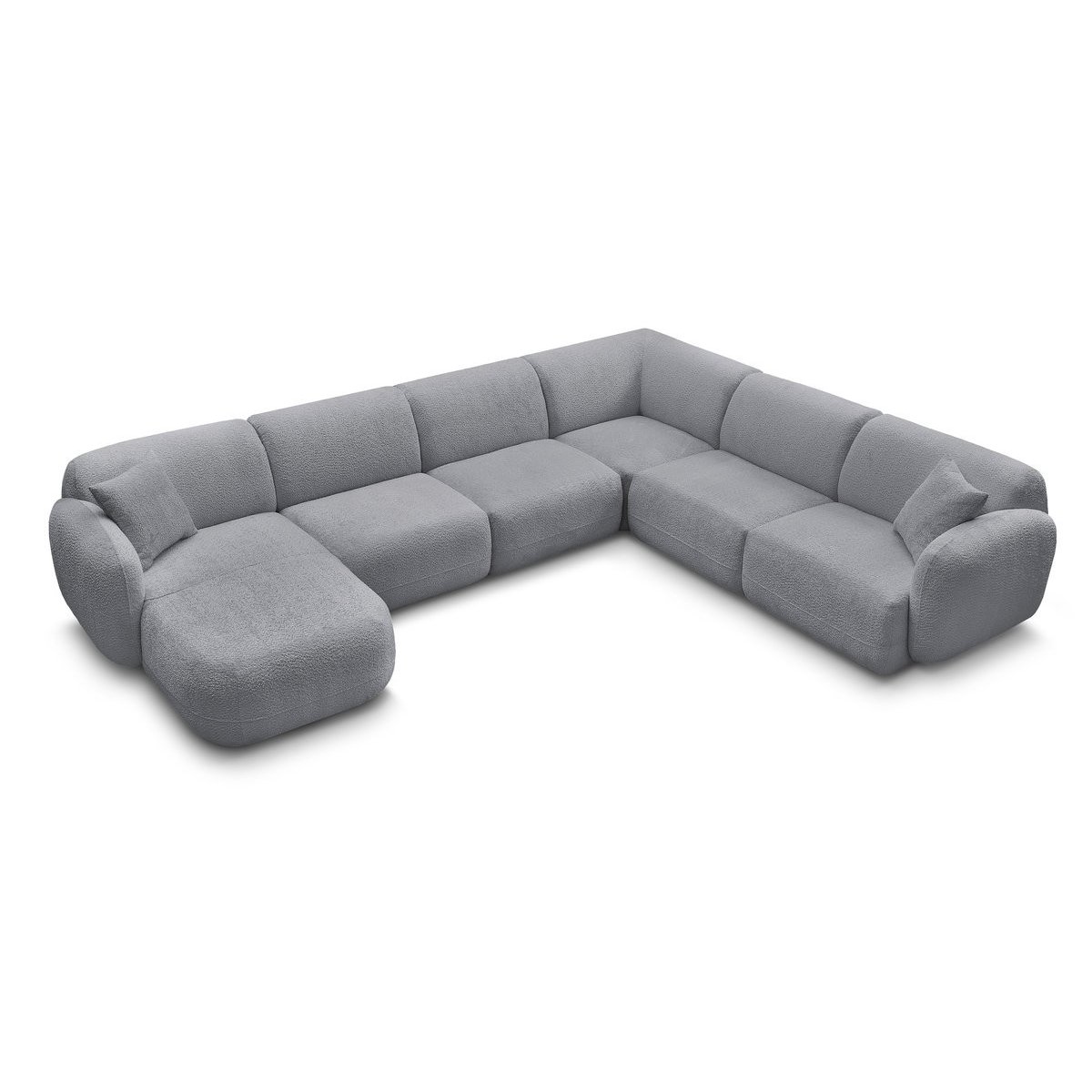 Canapé modulable 6 places en tissu chenille, ANDA gris, BOBOCHIC